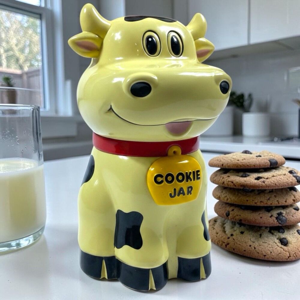 Vtg Mooing Cow Cookie Jar 1992 Fun-Damental Too Happy Cow Not Working Parts Only
